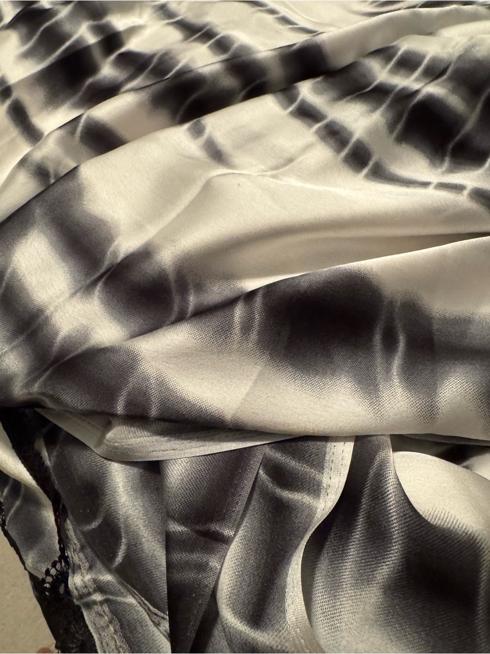 Silky Tie-Dye Black and Cream Bedding Throw